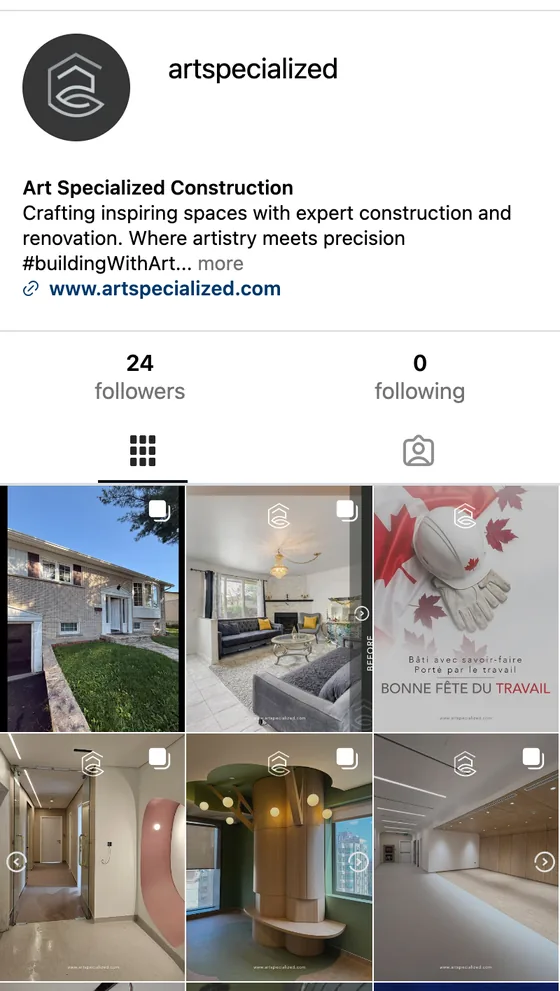 Art Specialized Construction social media on a phone