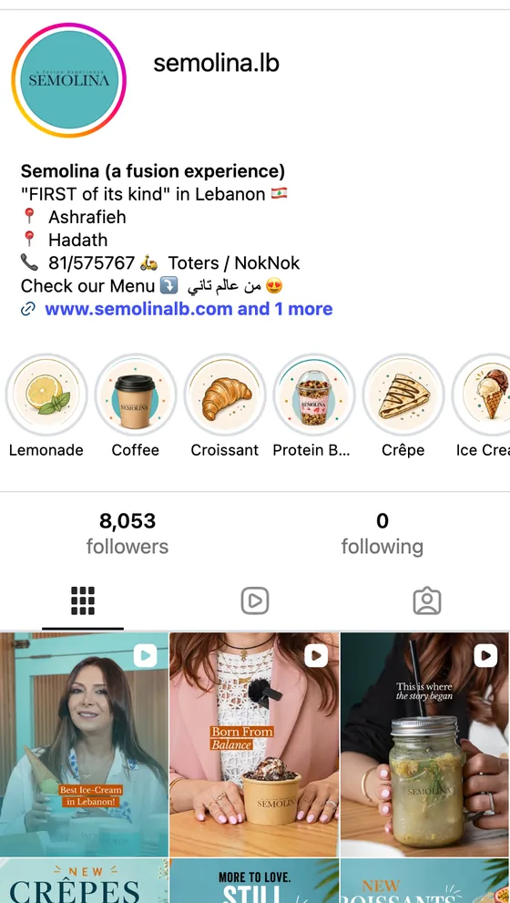 Semolina social media on a phone