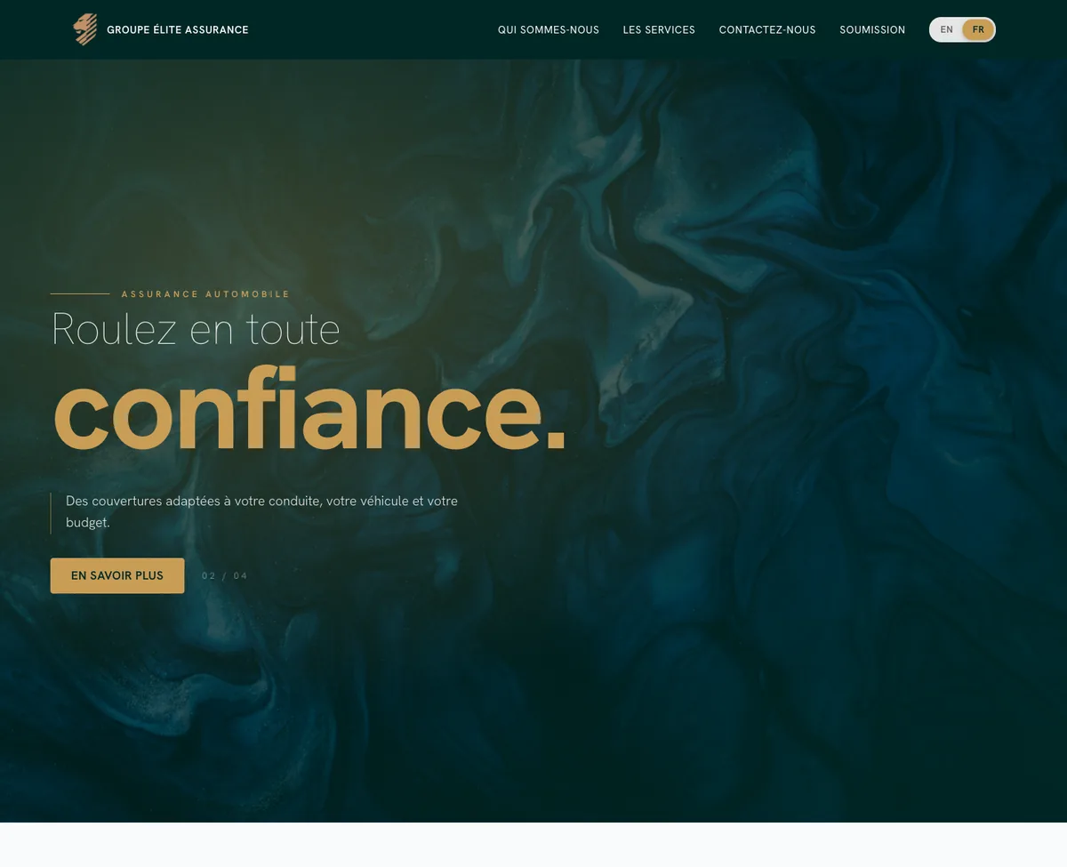 Groupe Élite Assurance website on a laptop