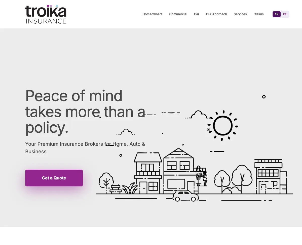 Troika Insurance website